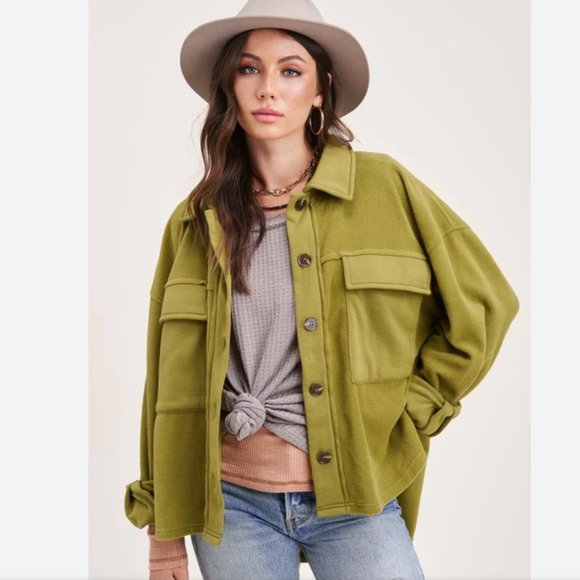 La Miel Matilda Jacket Oversized Lightweight Jacket Button Up Front Womens Small - Picture 1 of 13